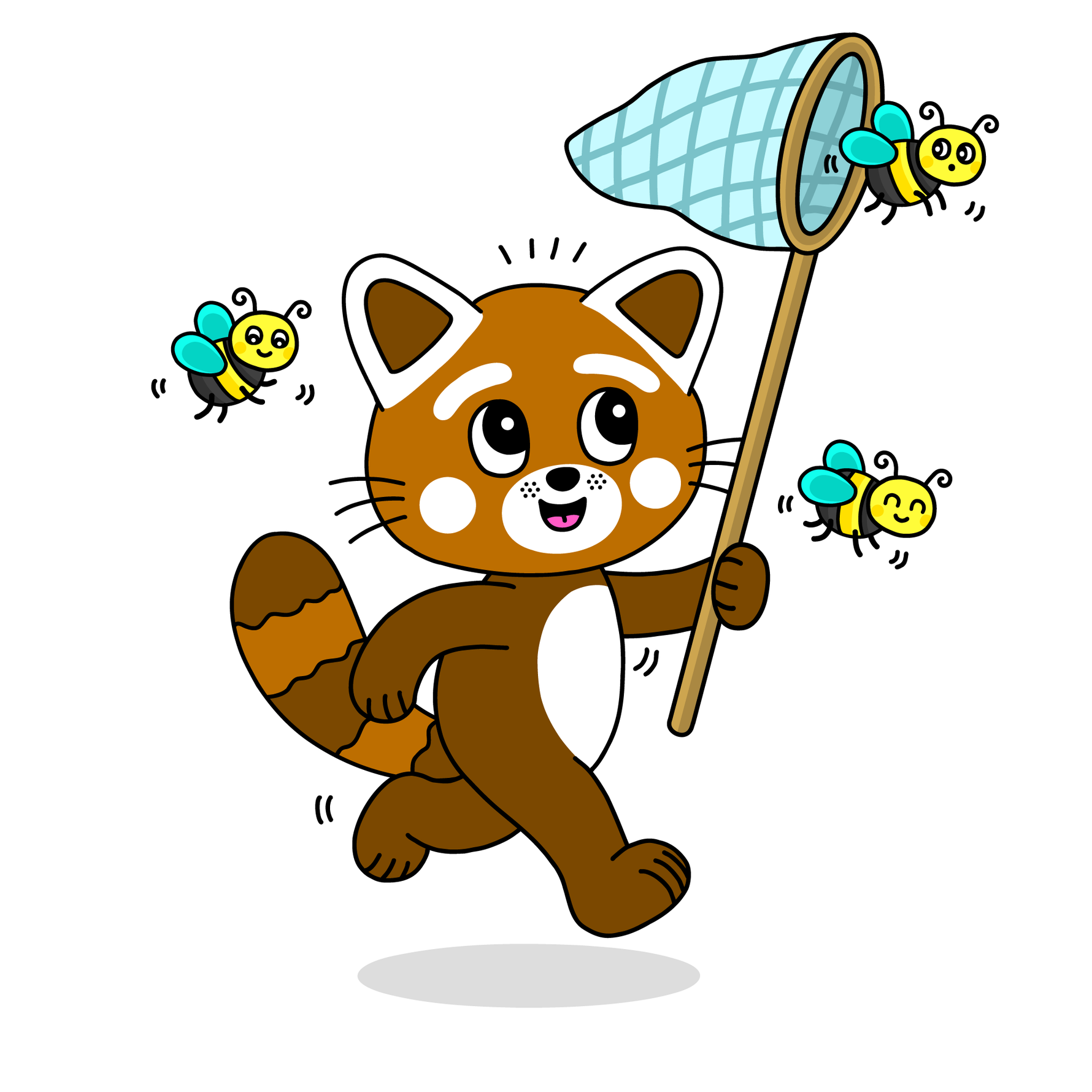 Pukkins med en håv och bin