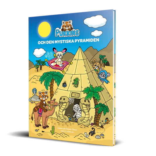 Pukkins och den mystiska pyramiden barnbok 3-6 år omslag