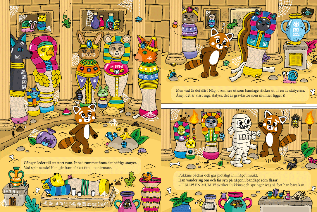 Pukkins och den mystiska pyramiden barnbok 3-6 år - Bild från boken