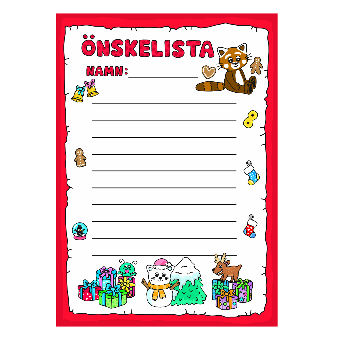 gratis önskelista att skriva ut i färg - framsida ikon