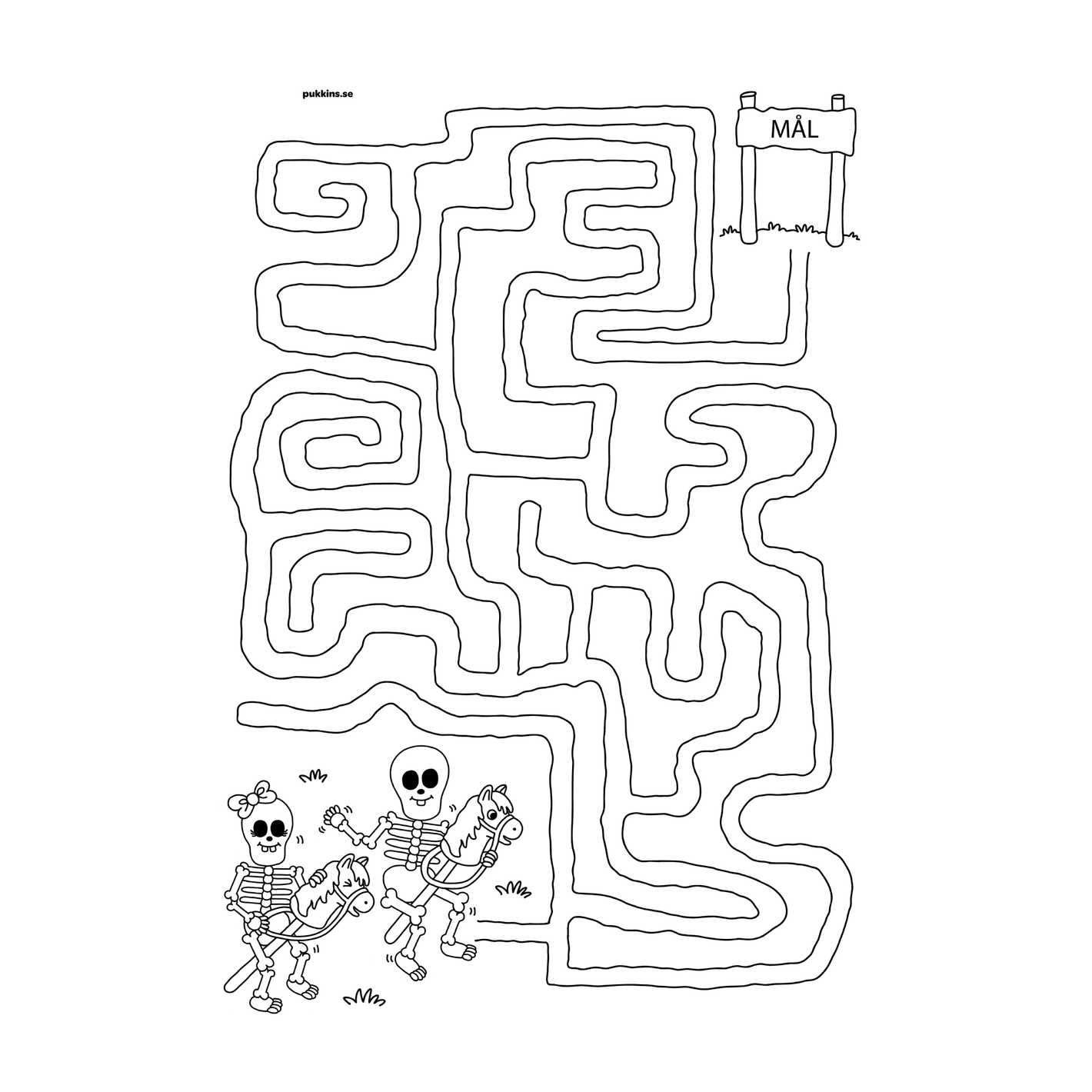 pyssel för barn att skriva ut - labyrint skelett - framsida ikon