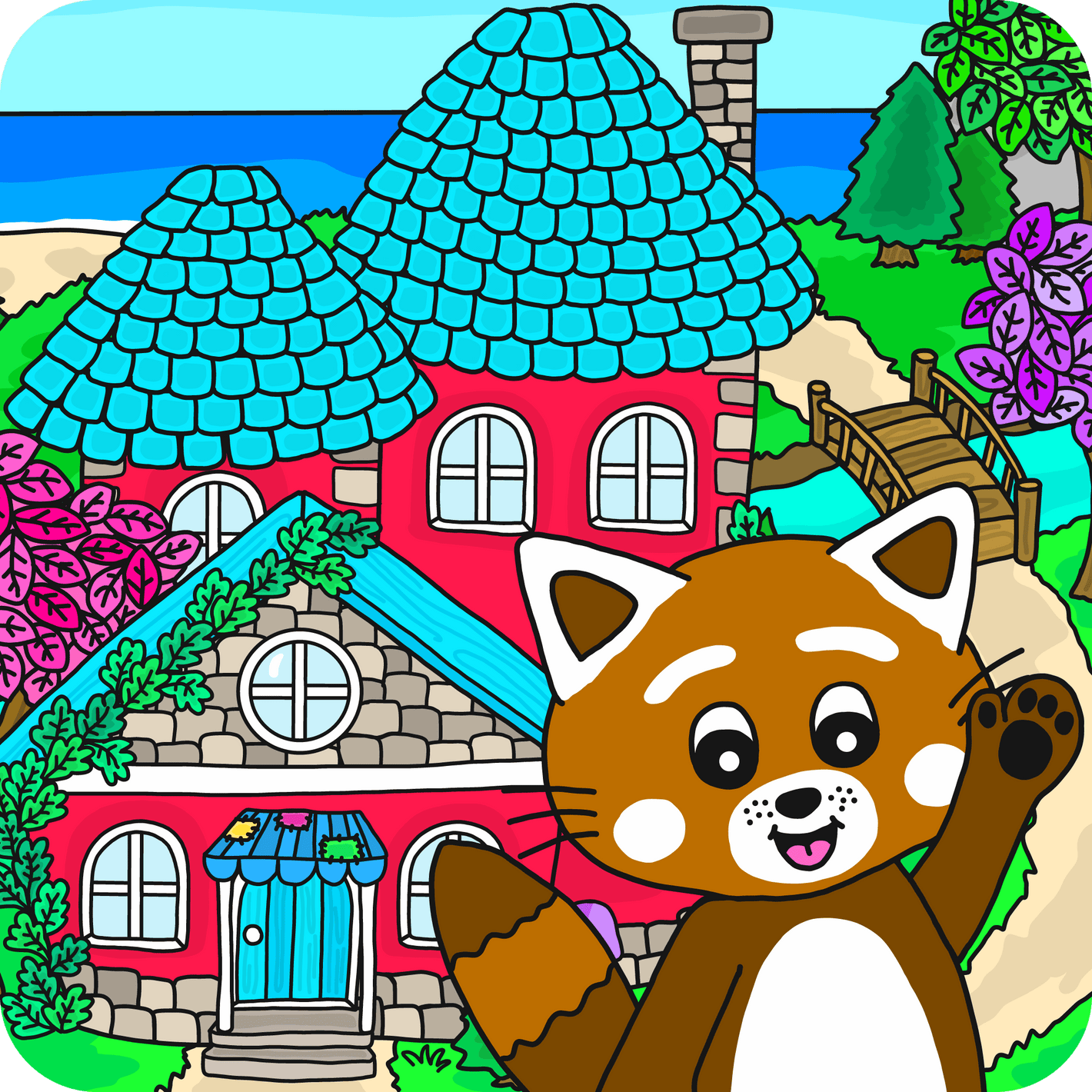 Appikon Pukkins hus, roligt mobilspel för barn