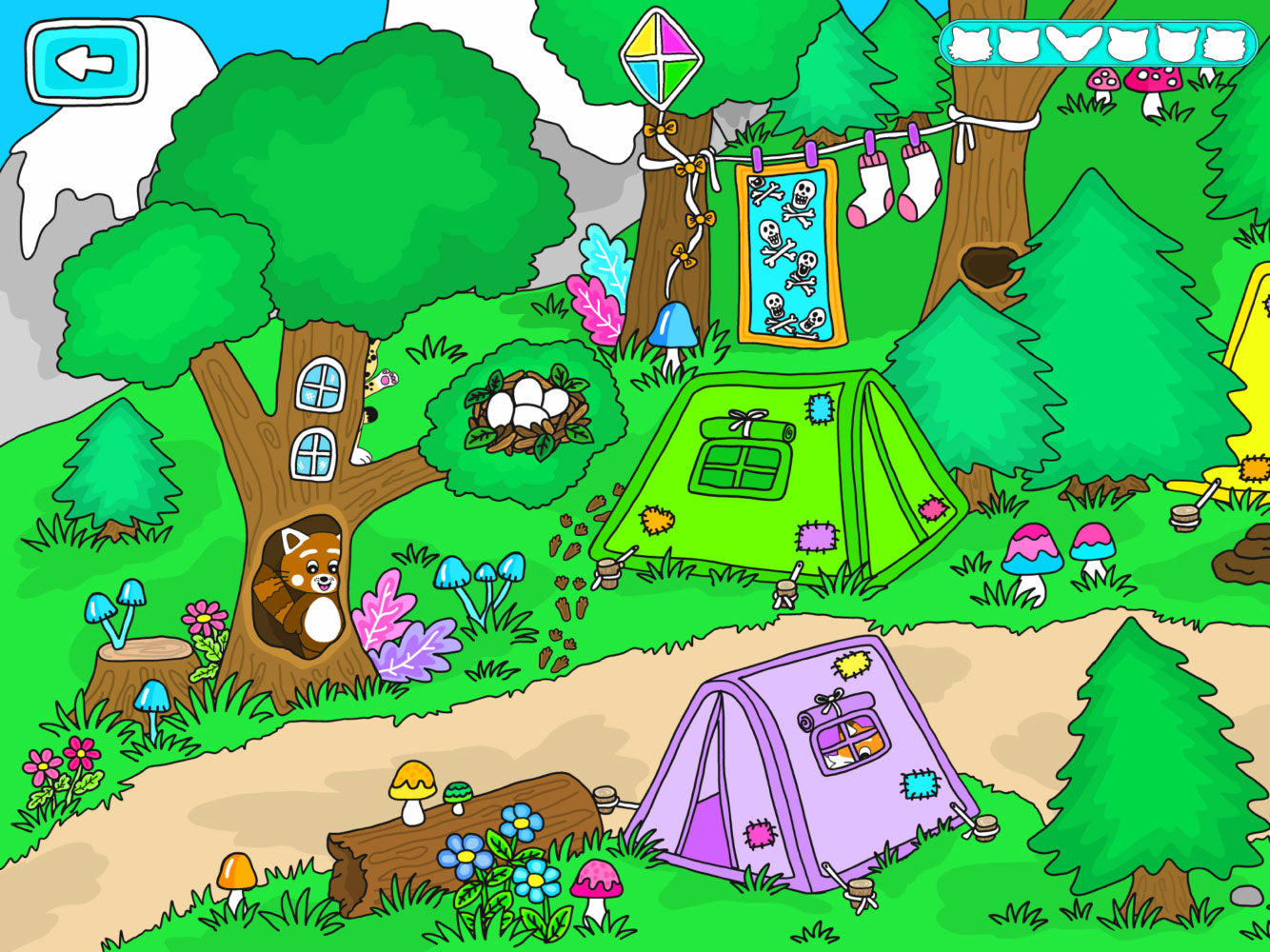 Kurragömma i appen Pukkins Camping en rolig app för barn