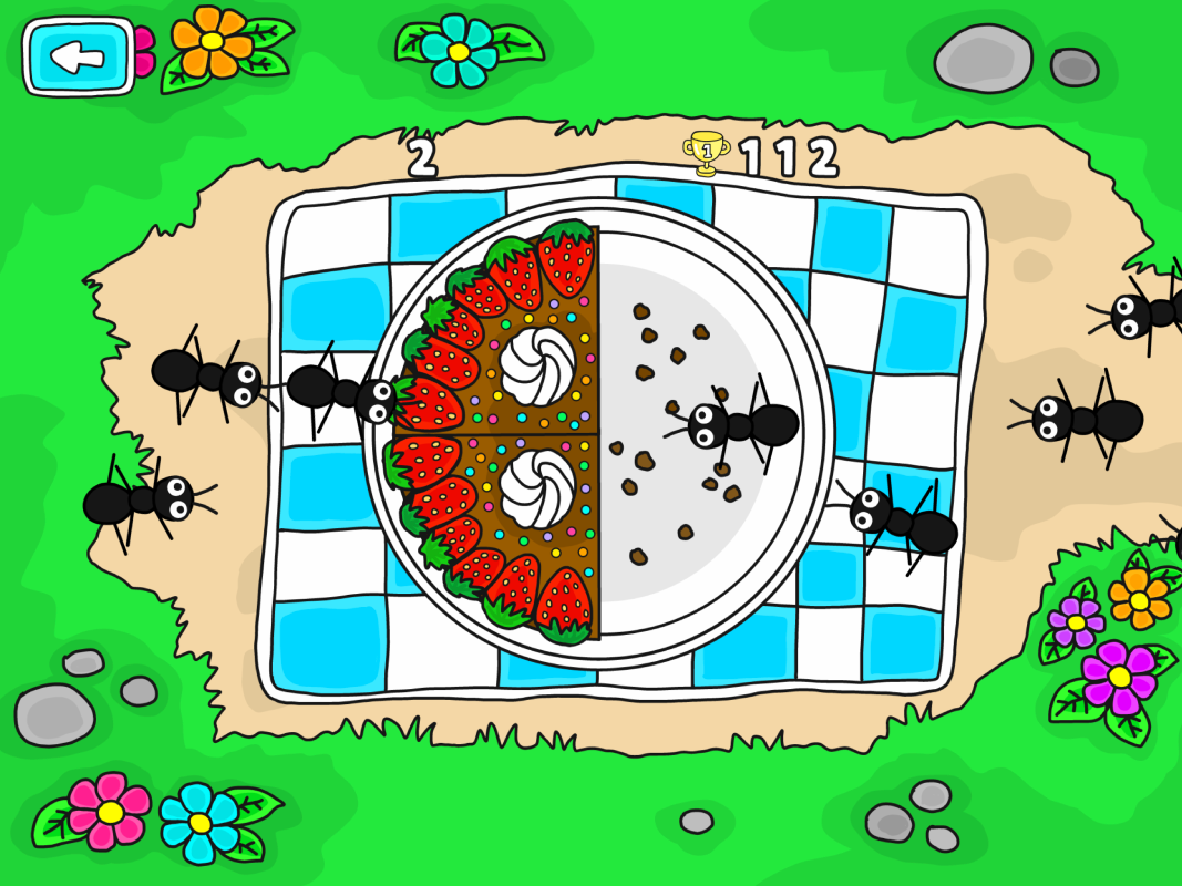 Myrorna tjuvar tårta i appen Pukkins Camping en rolig app för barn