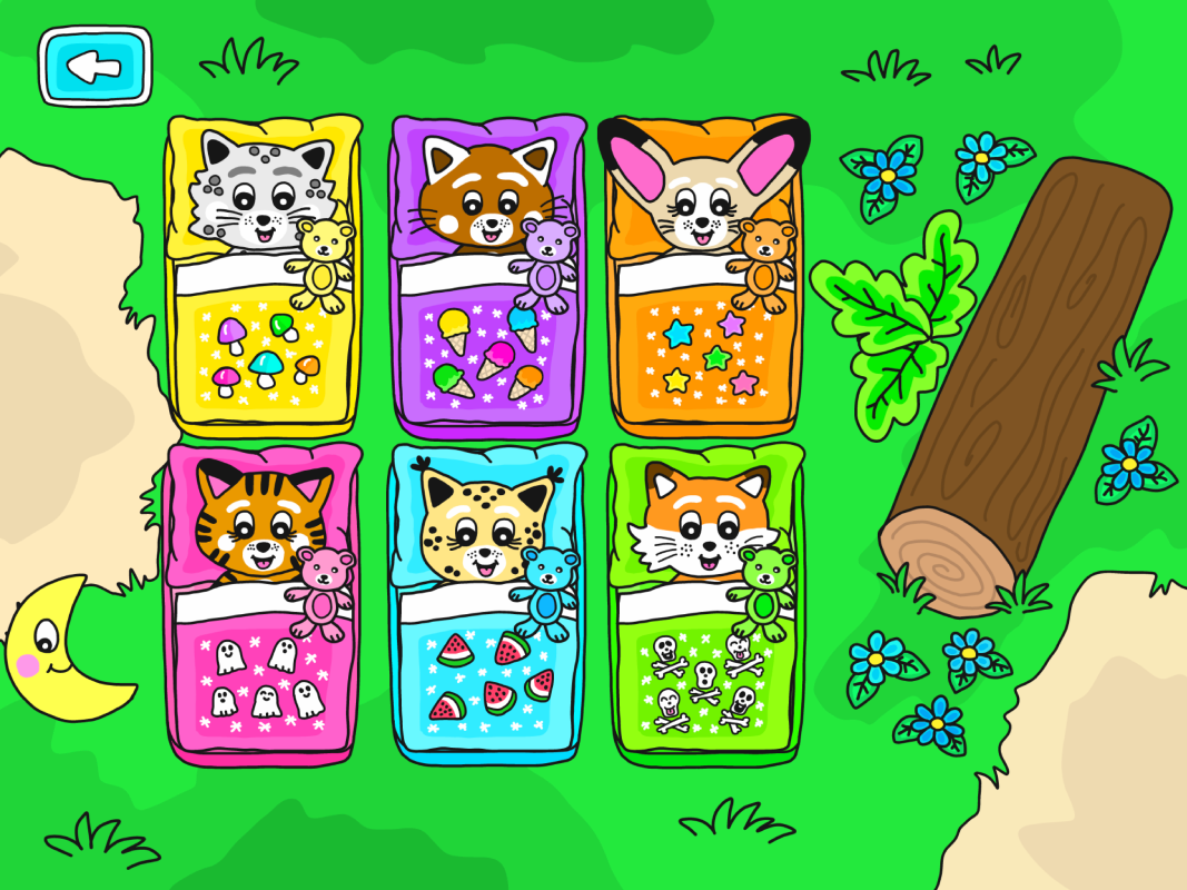 Pukkins och hans vänner i appen Pukkins Camping en rolig app för barn