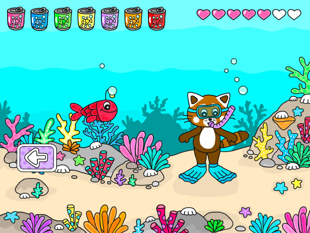 Pukkins snorklar i mobilspelet Pukkins sommar en pedagogisk rolig app för barn