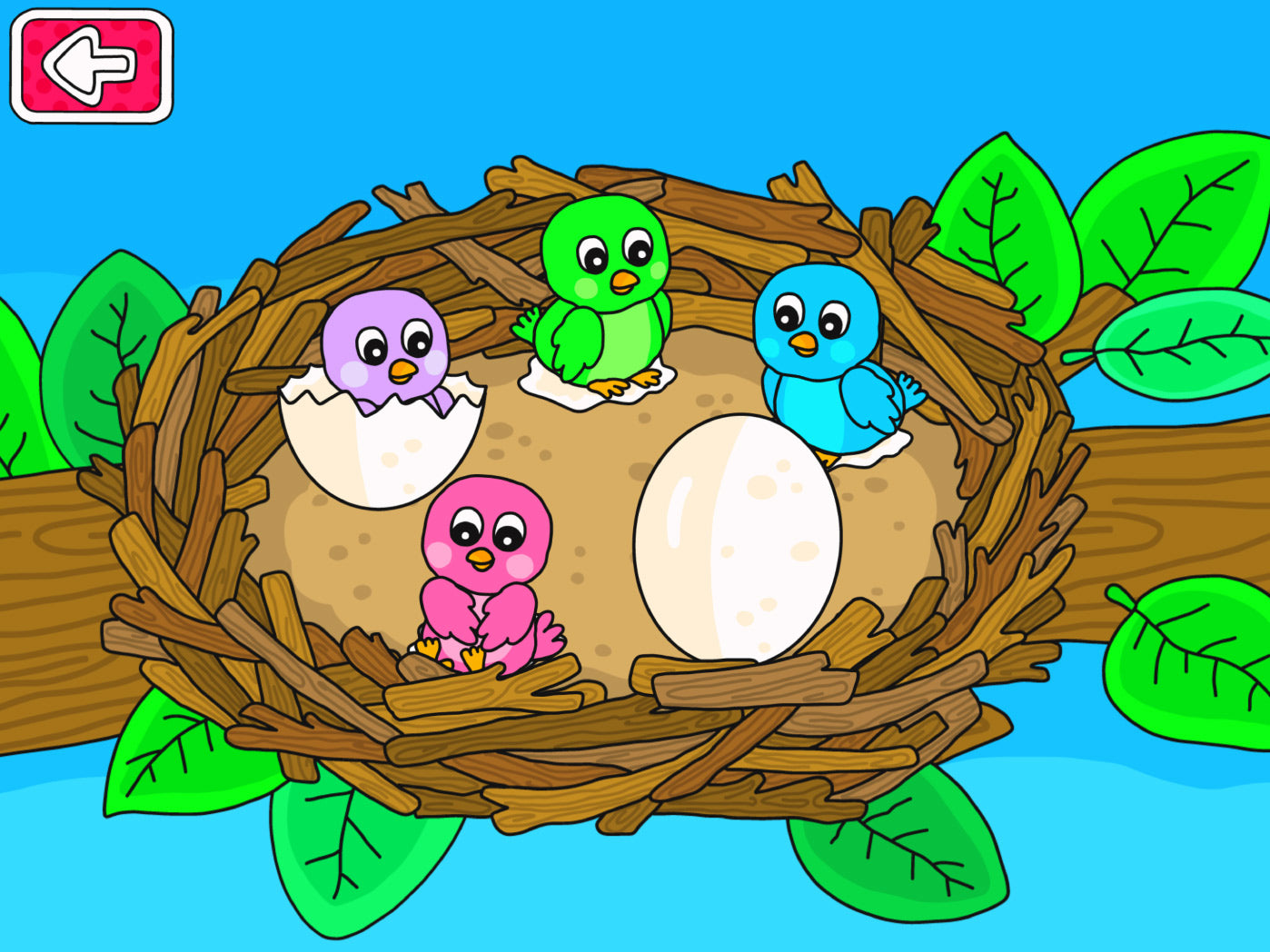 Fågelungarna i Pukkins trädgård en rolig och pedagogisk mobilapp för barn
