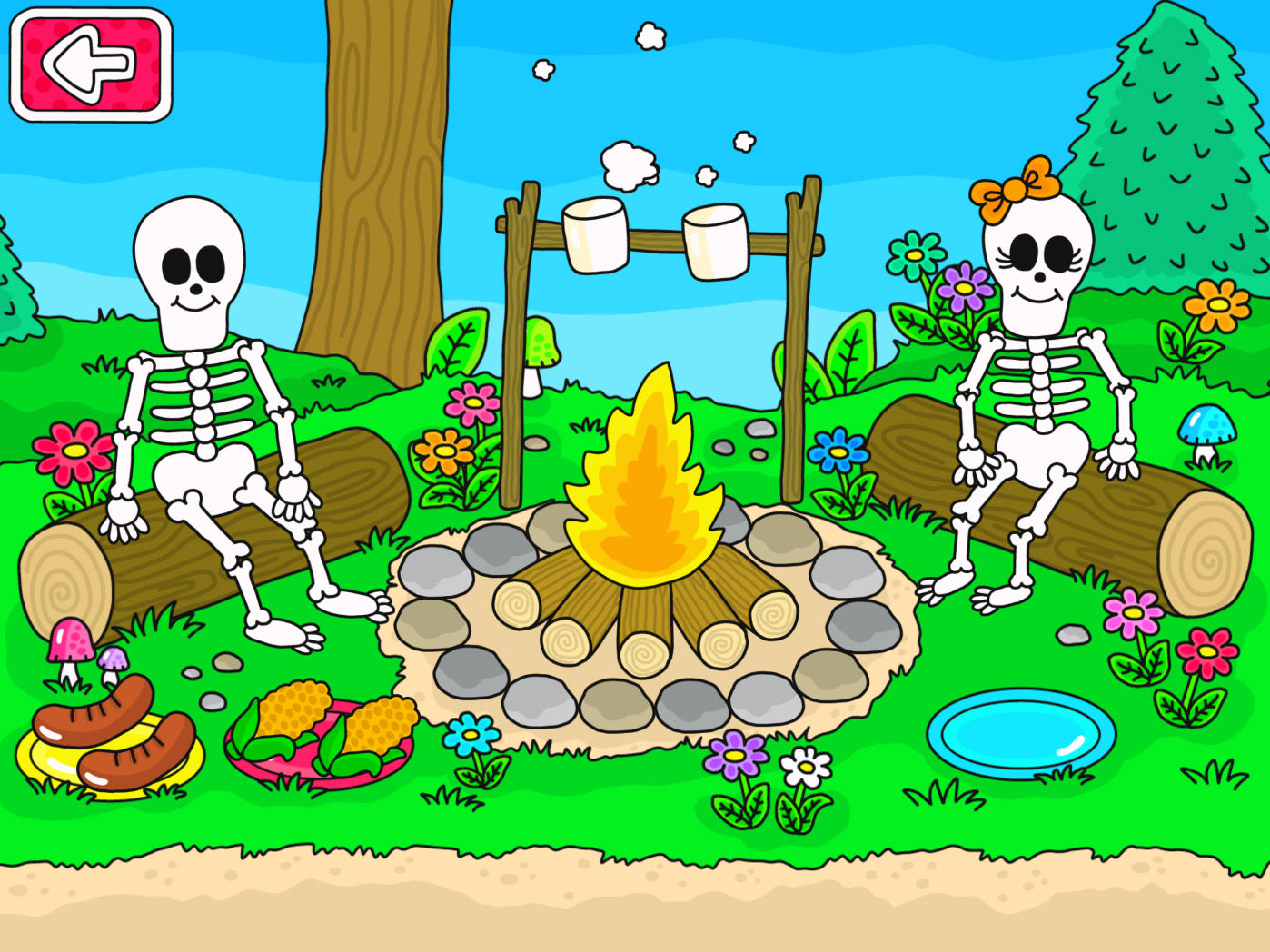 Skrammel och Skramla grillar i Pukkins trädgård en rolig och pedagogisk mobilapp för barn