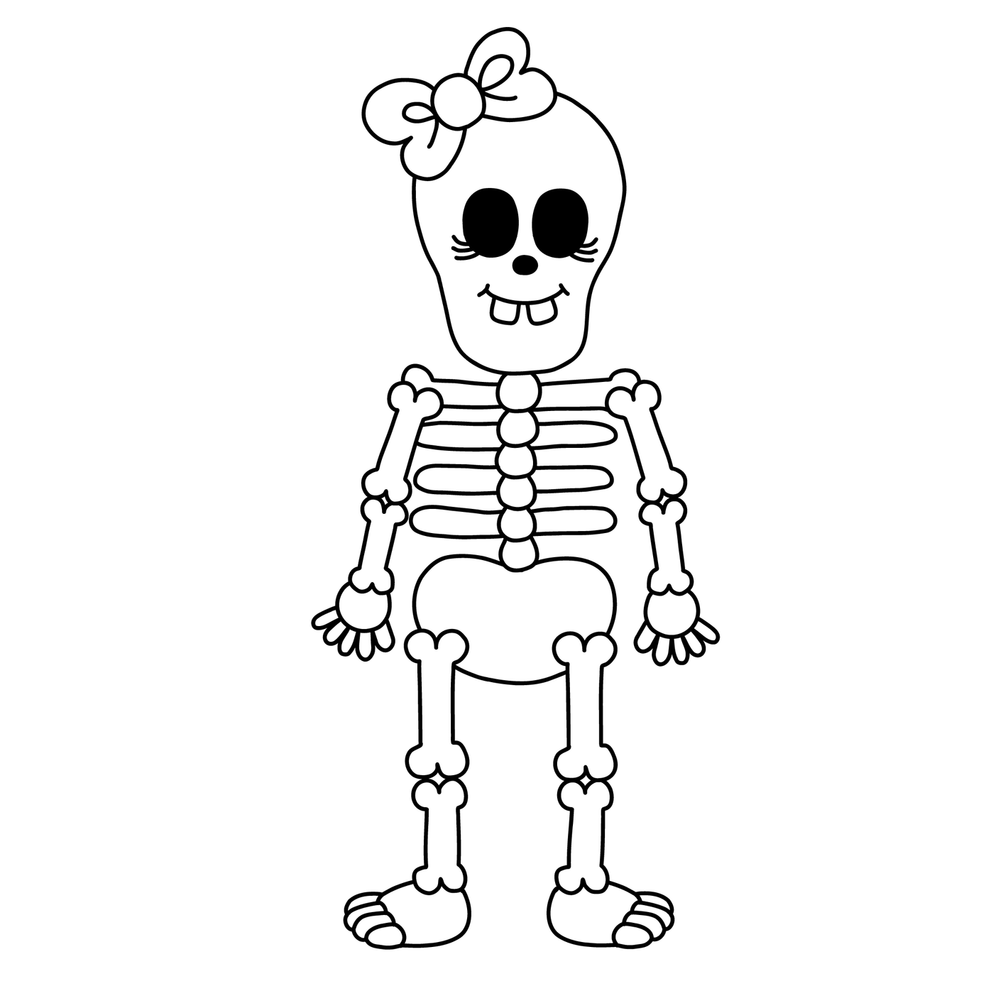 gratis färgläggningsbild skelett tjej